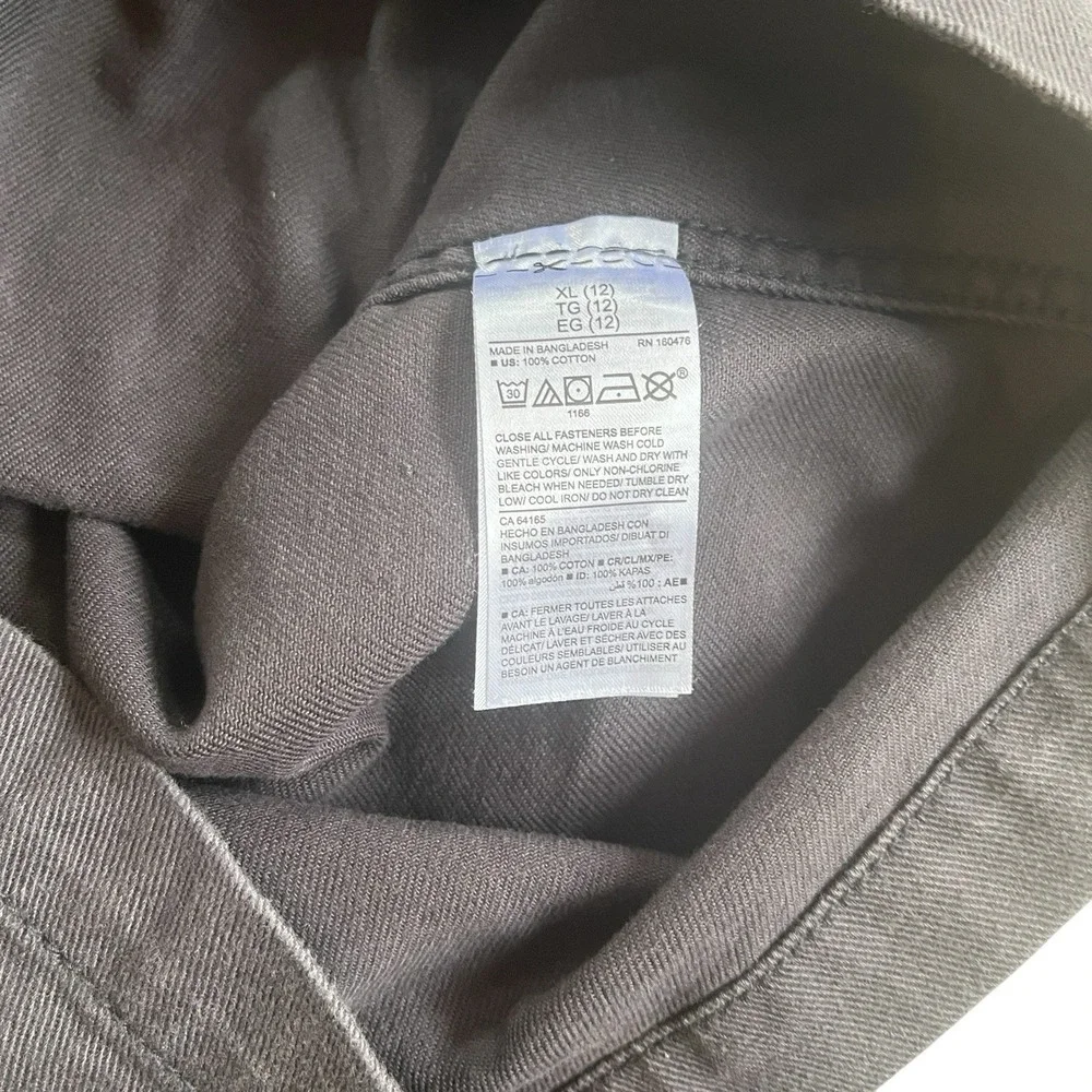 Old Navy Girls' Size XL (12) Dark Gray Bib Overall Dress 100% Cotton‎ Button Up